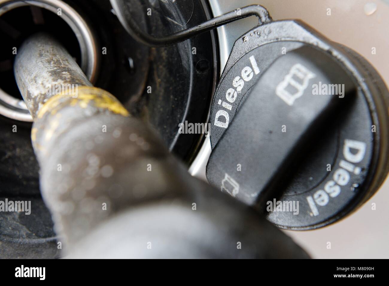 Illustration Diesel car is getting gas, Germany, city of Osterode, 14