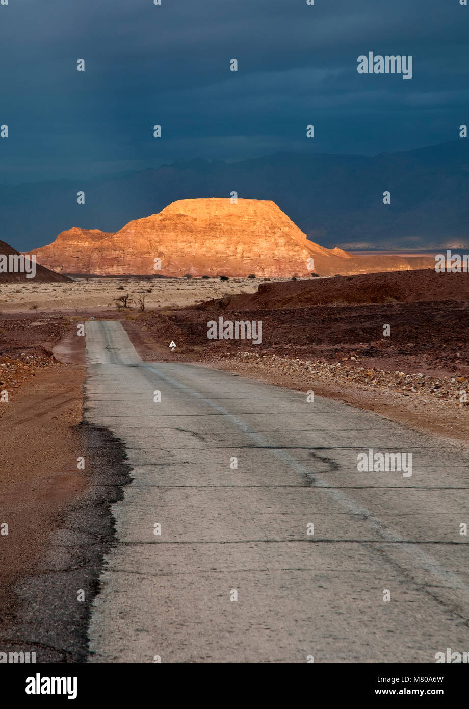 Rural road in winter , Timna, Israel Stock Photo