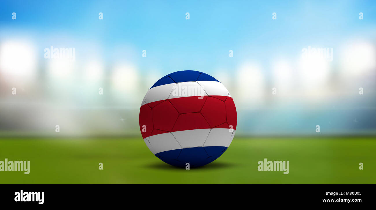 Costa Rica soccer football ball. Soccer stadium. 3d rendering Stock