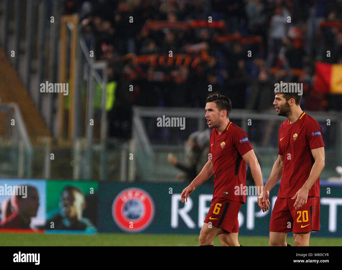 Roma S Kevin Strootman Left And Federico Fazio Celebrate As They Stock Photo Alamy