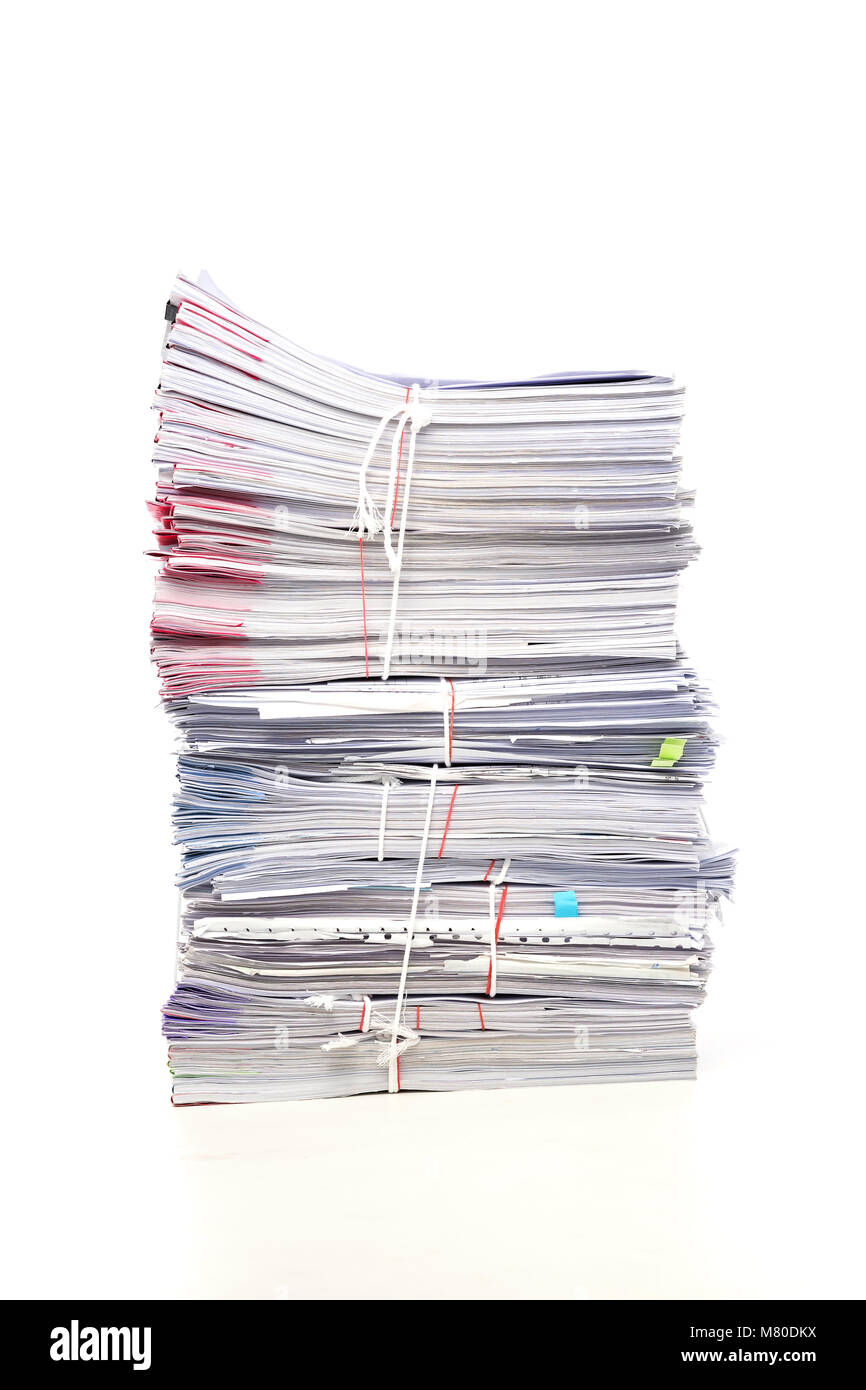 Stack of business document papers isolated on white background Stock ...
