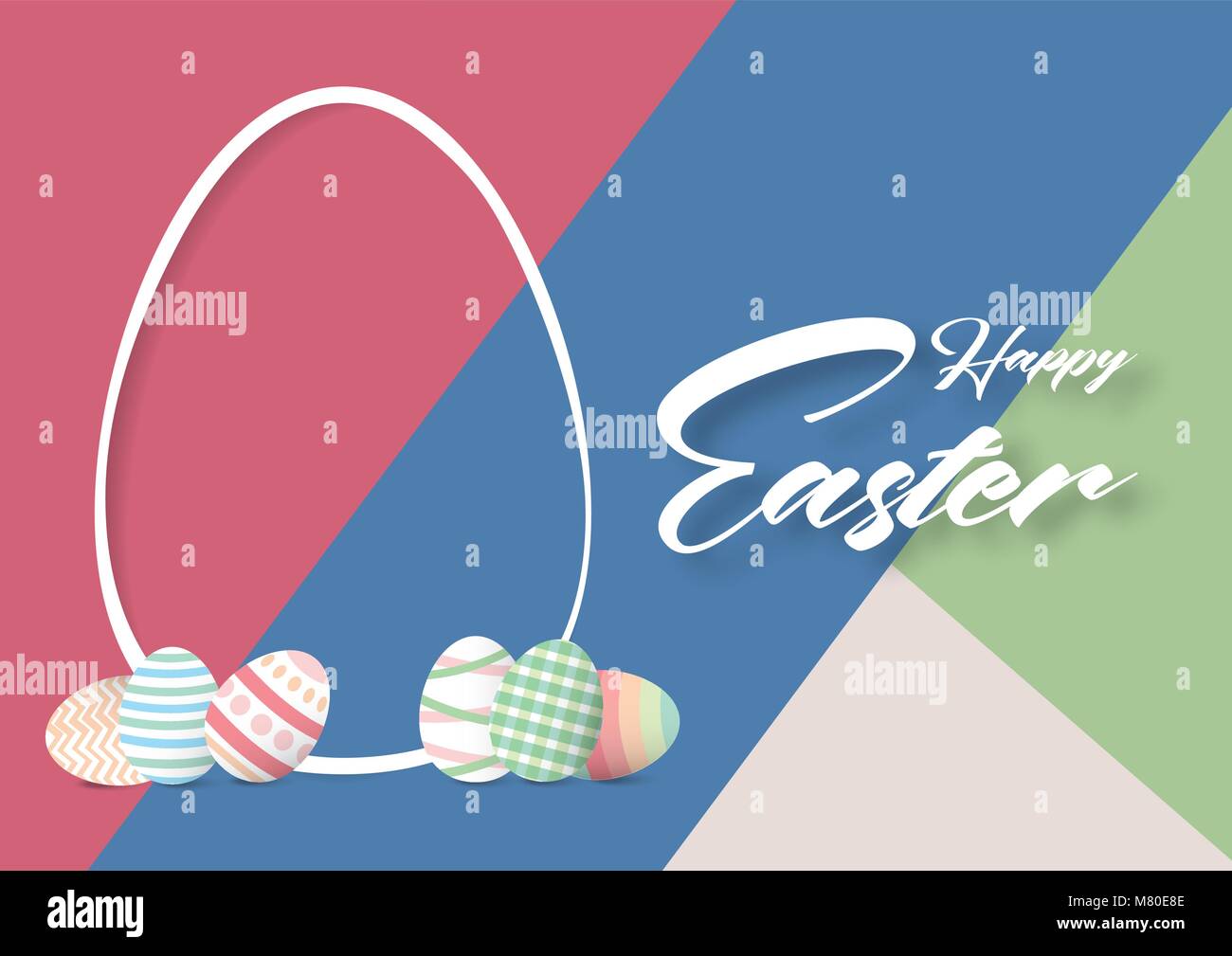 Happy Easter background template with colorful Easter eggs and colorful ...