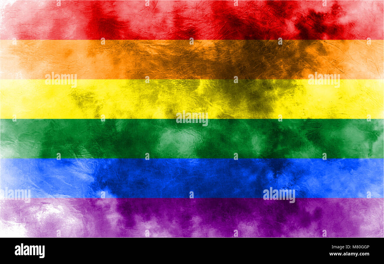 Old gay grunge background flag. Rainbow flag Stock Photo
