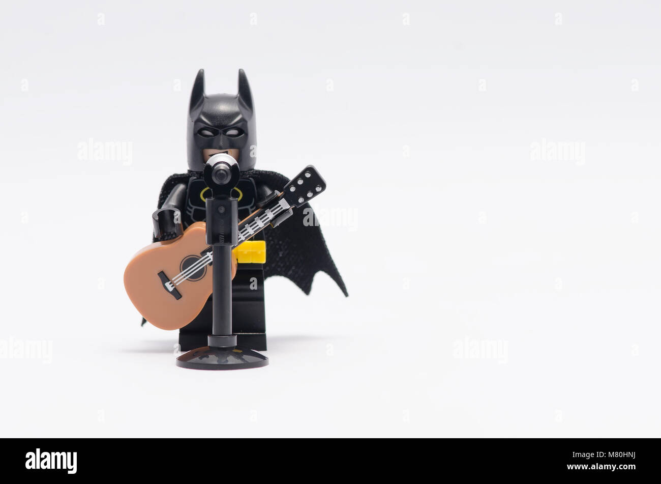 lego batman singing and playing a guitar isolated on white background Stock  Photo - Alamy