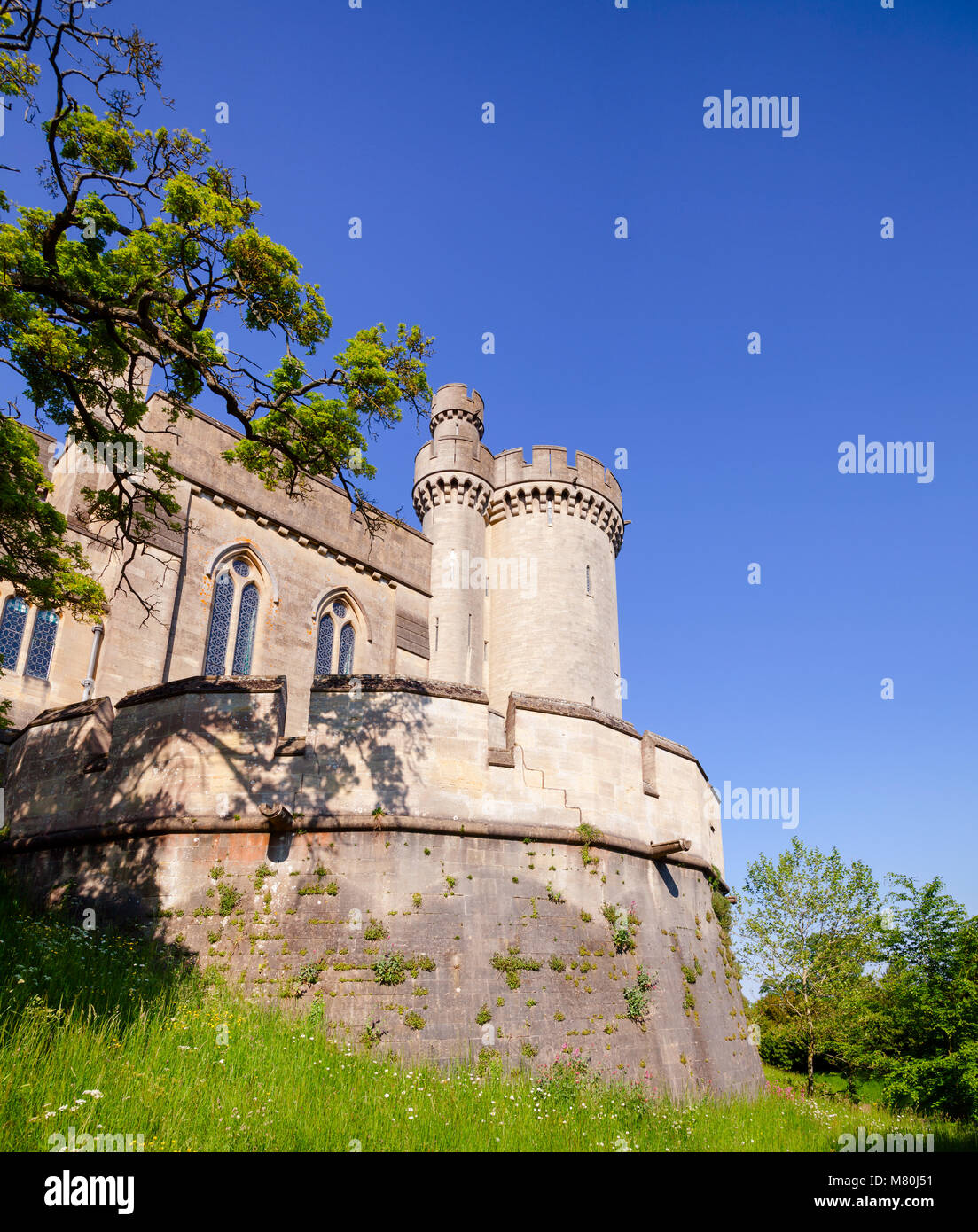 Restored and remodelled medieval motte-and-bailey castle in Arundel, West Sussex, South East England, UK. A popular tourist attraction. Stock Photo