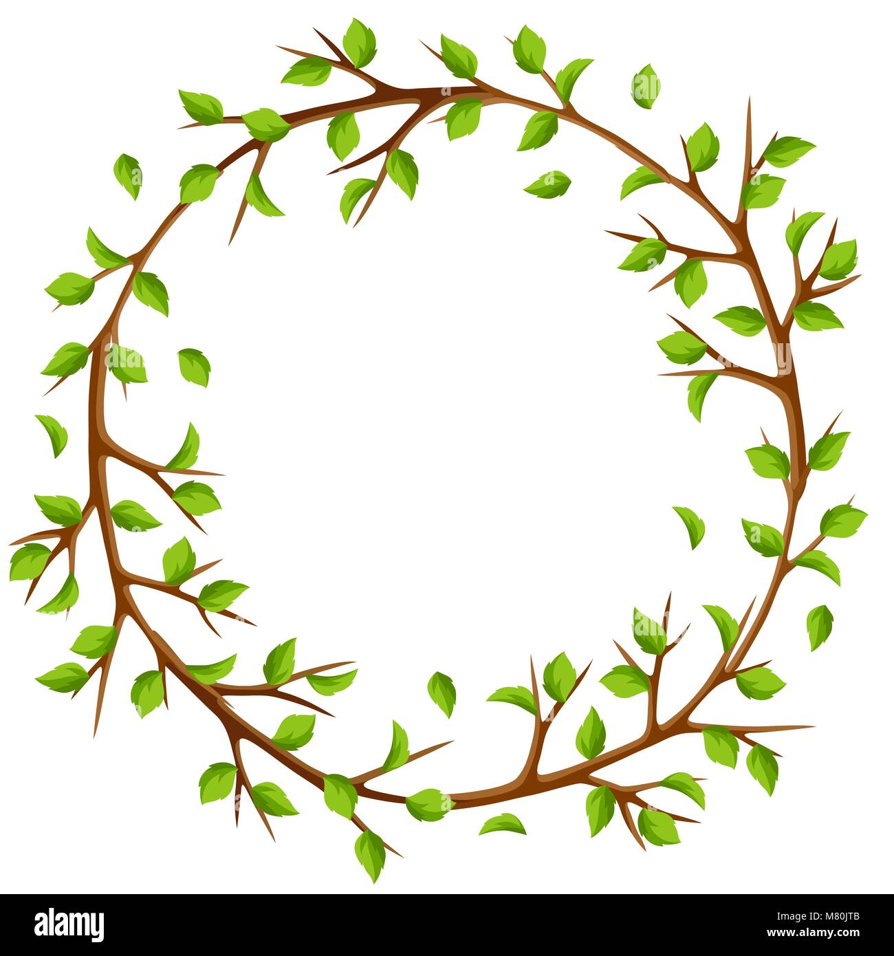 Summer frame with branches of tree and green leaves. Seasonal illustration Stock Vector Image