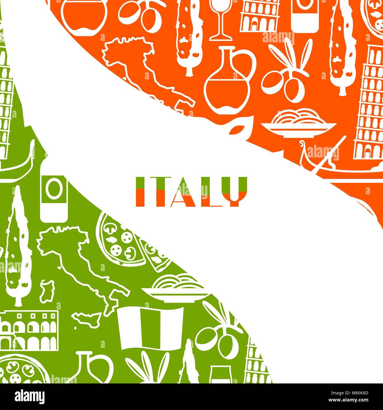 Italy background design. Italian symbols and objects Stock Vector