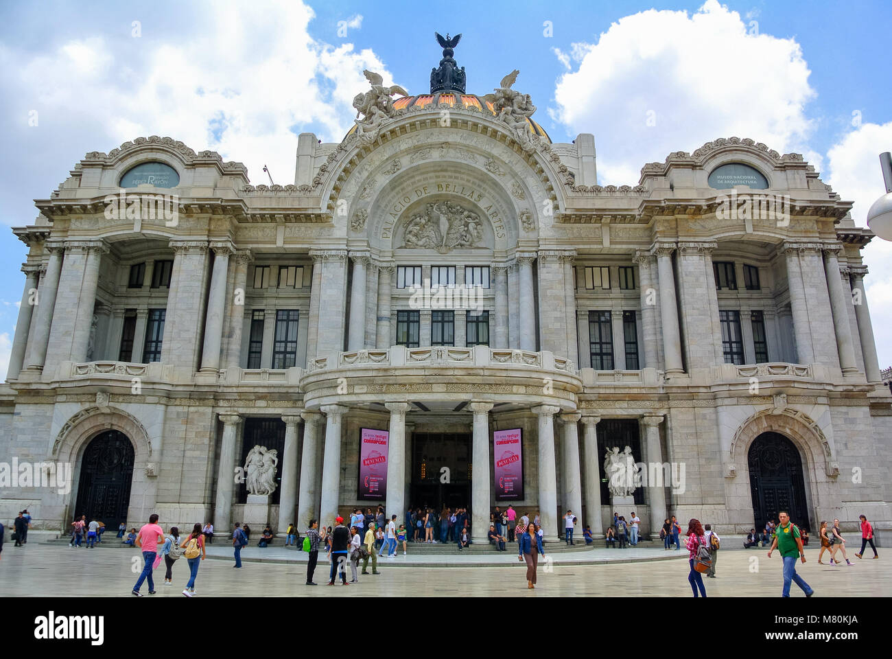 Mexico City, CDMX, Mexico, The facade of palacio de bellas artes (in english, palace of fine arts), Editorial only. Stock Photo