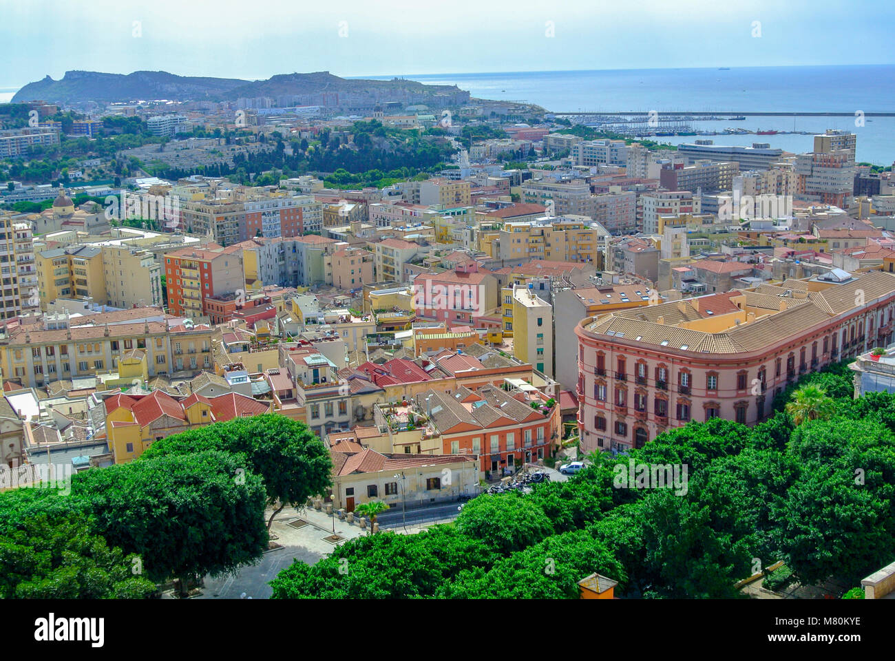 Cagliari, Sardinia, Italy, An aerial view on MArina area of Cagliari in the souther part of Sardinia. Stock Photo