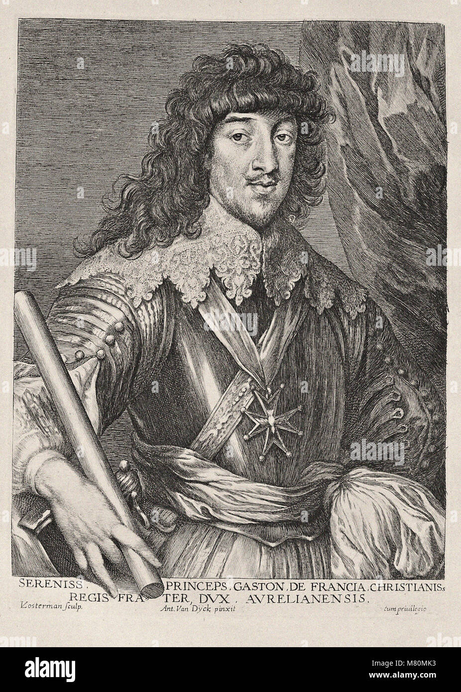 Paulus Pontius after Anthony van Dyck - gaston  duke of orleans 1626 1660 Stock Photo