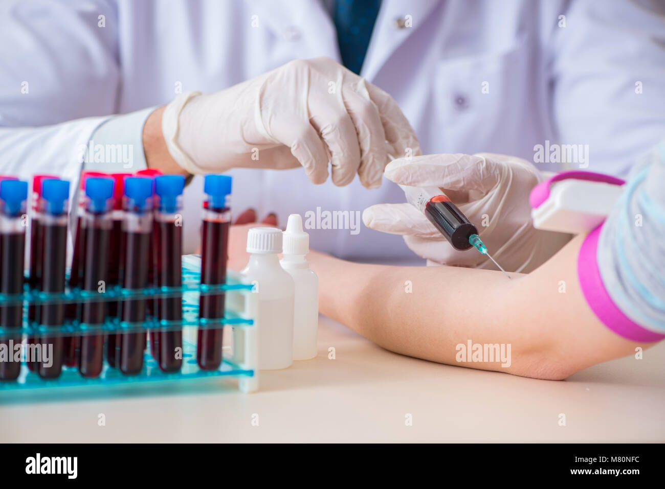Patient during blood test sampling procedure taken for analysis Stock ...