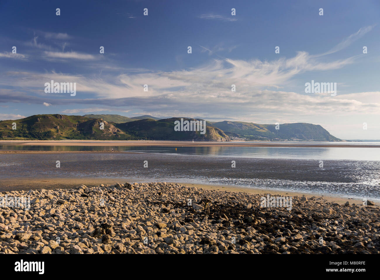 Low tide at Llandudno West Shore on a sunny day, North Wales coast Stock Photo