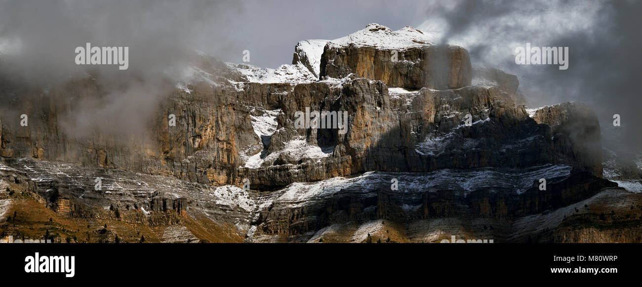 National Park of Ordesa and Monte Perdido. Late autumn, first snow. Huesca, Spain Stock Photo