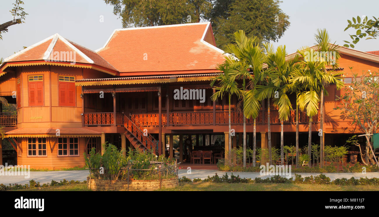 Thailand; Lampang, teak wood house, traditional architecture Stock