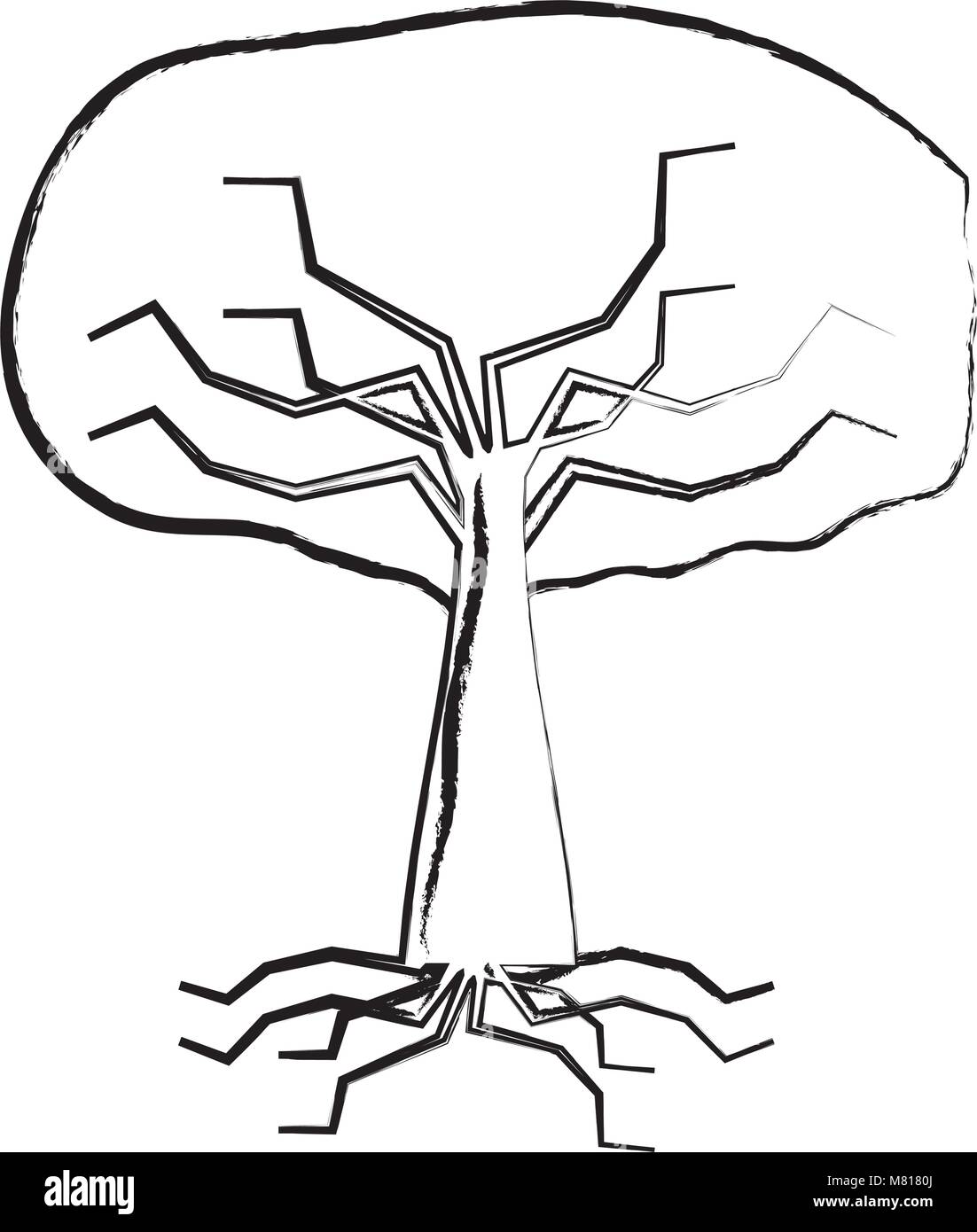 sketch of tree with root icon over white background, vector ...