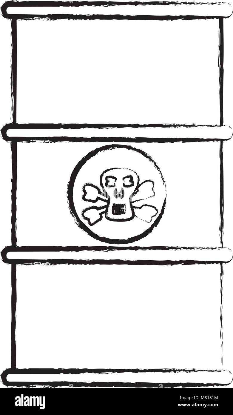 sketch of Toxic waste barrel icon over white background, vector