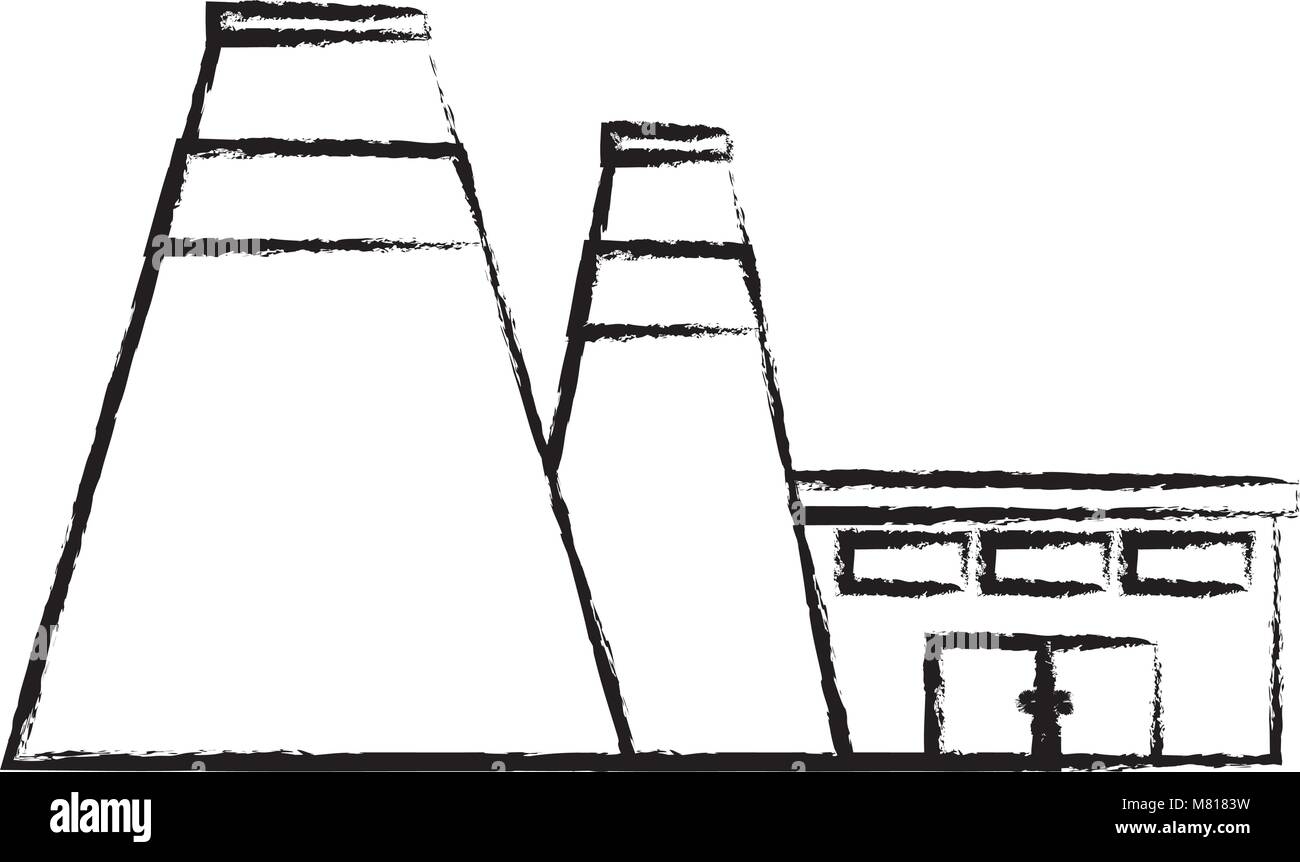 sketch of Industrial building icon over white background, vector ...