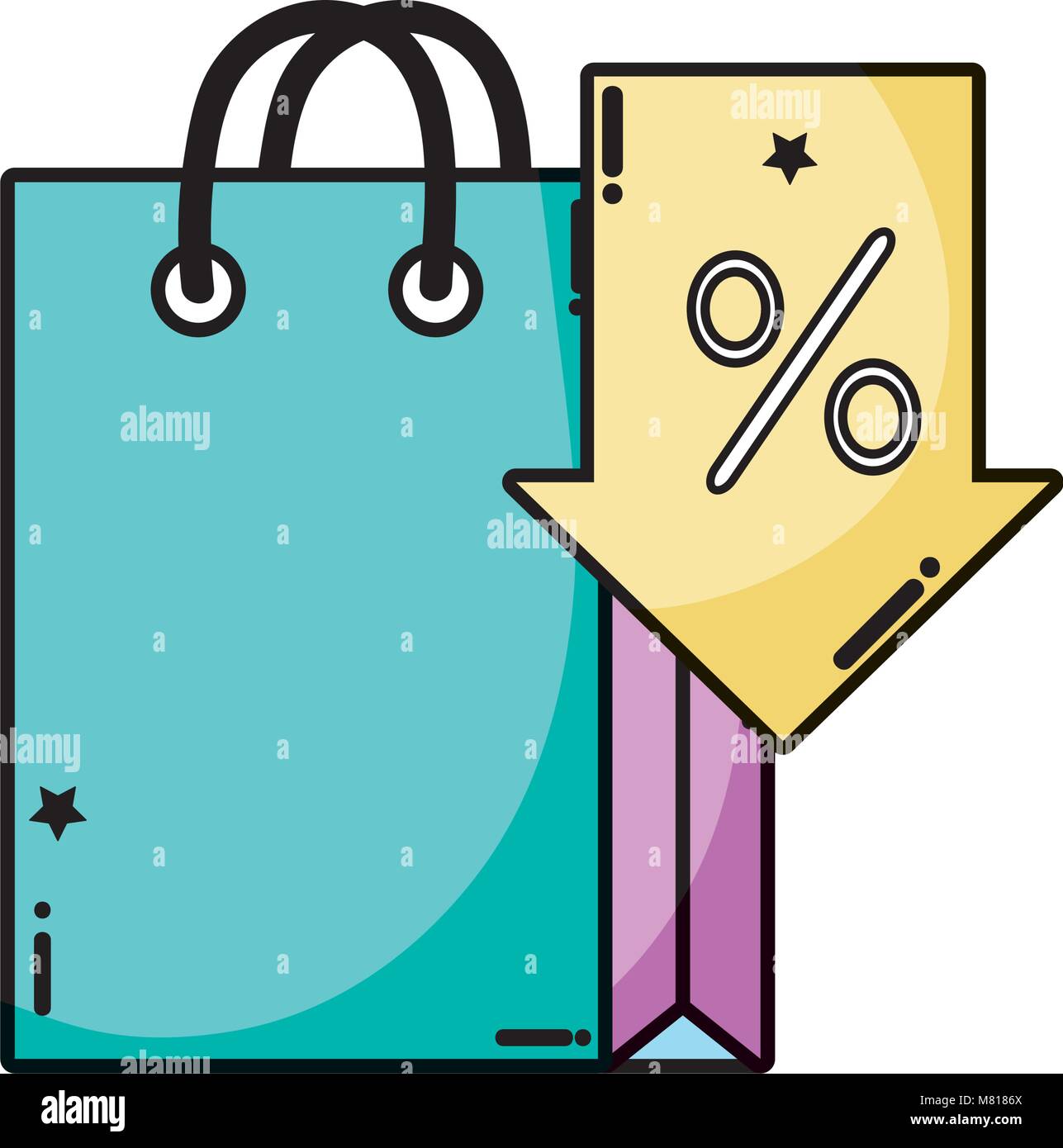 shopping bag market with arrow percent Stock Vector Image & Art - Alamy
