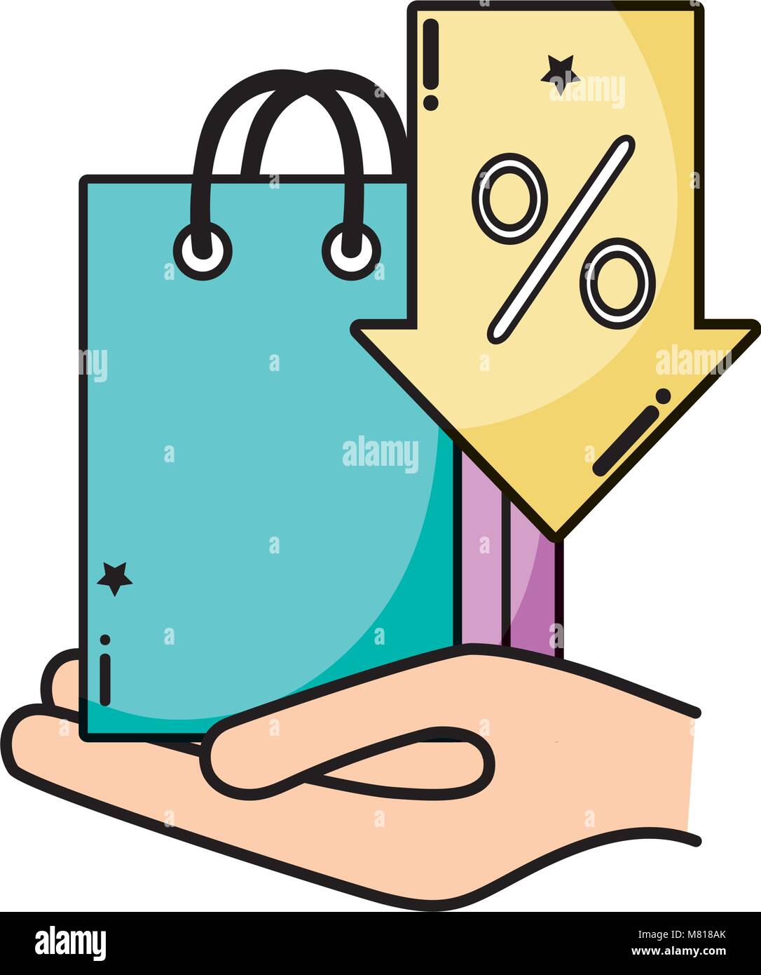 hand with shopping bag and arrow percent Stock Vector Image & Art - Alamy