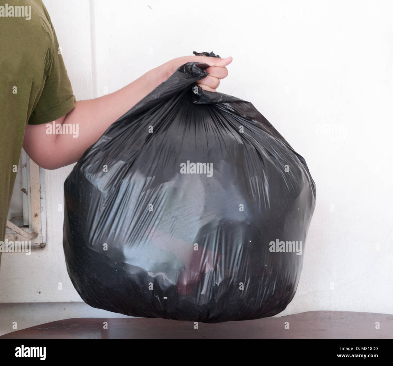 Black Garbage Bag. Trash Bag ,black Plastic Garbage Bags Front Of