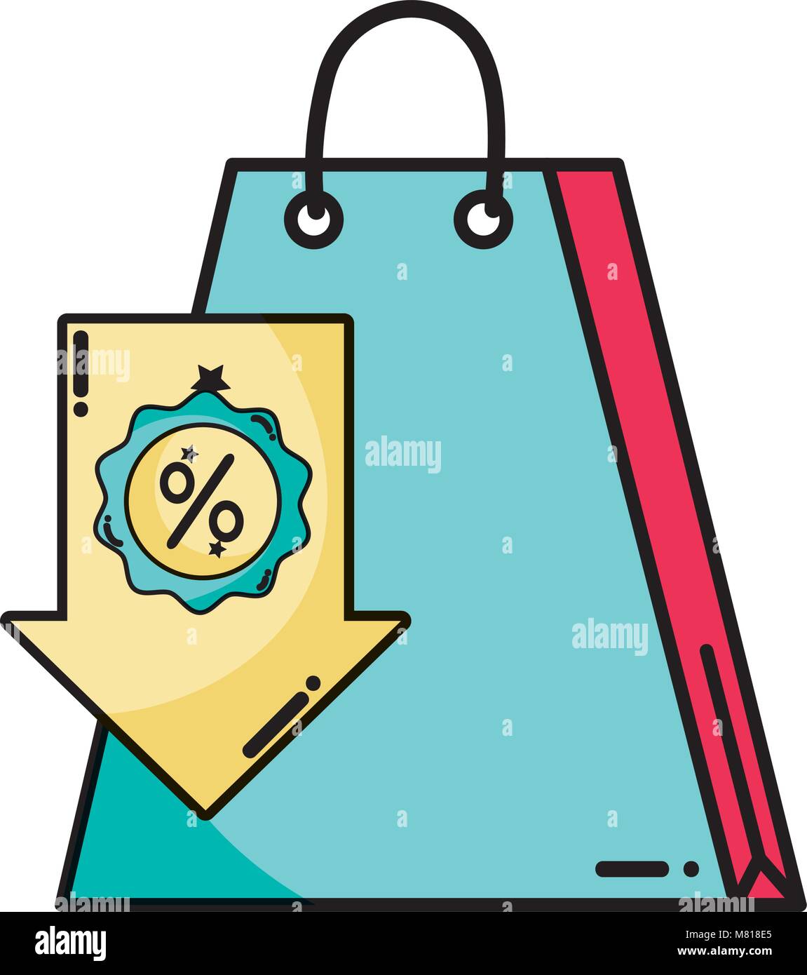 shopping bag market with arrow label percent Stock Vector Image & Art ...