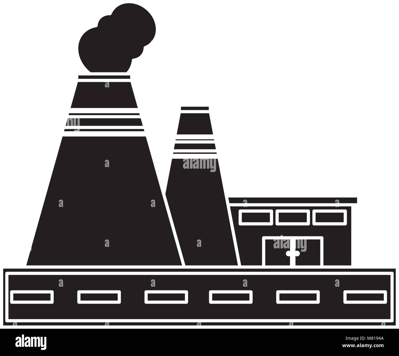 Industrial building icon over white background, vector illustration ...