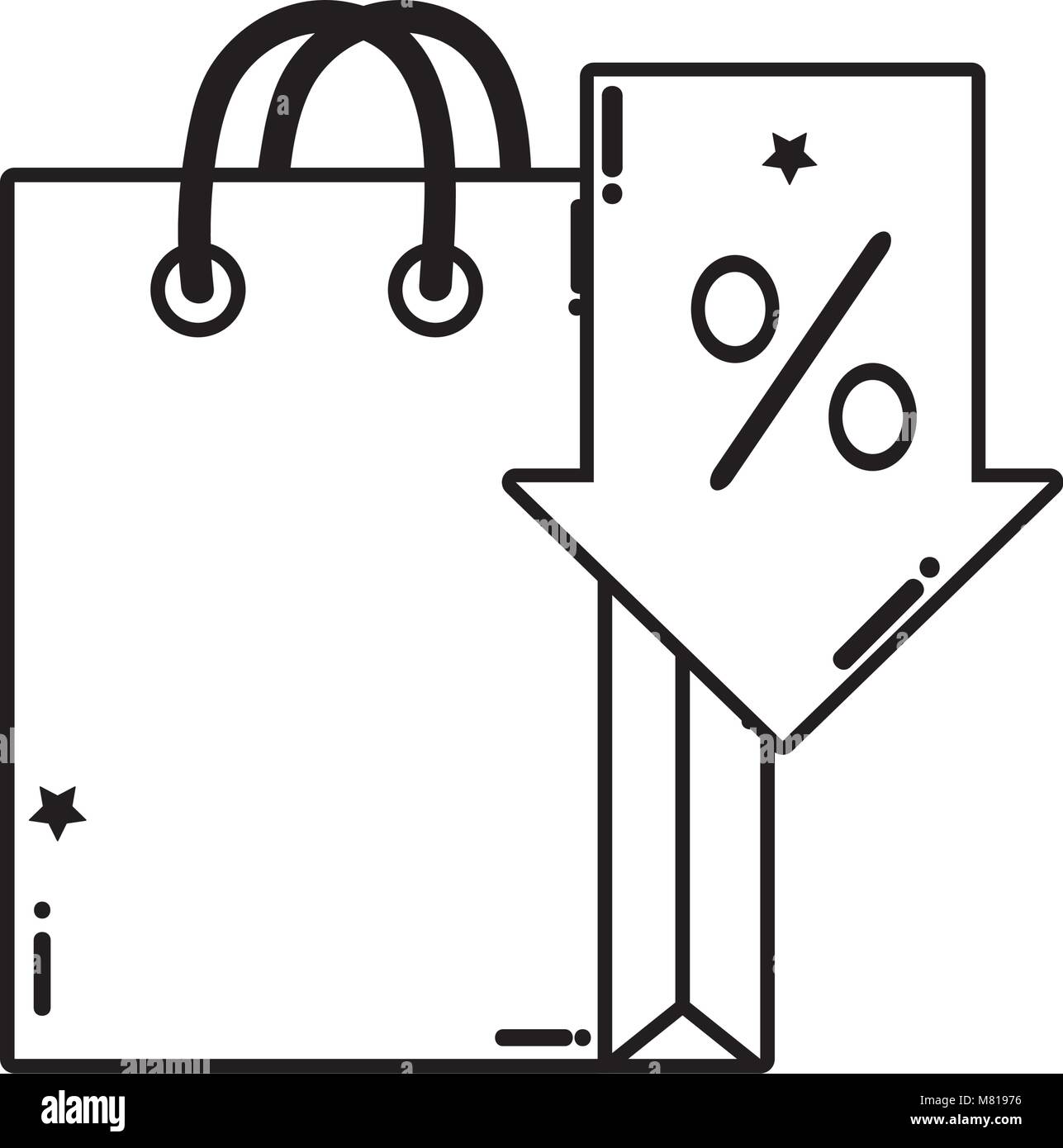 line shopping bag market with arrow percent Stock Vector Image & Art ...