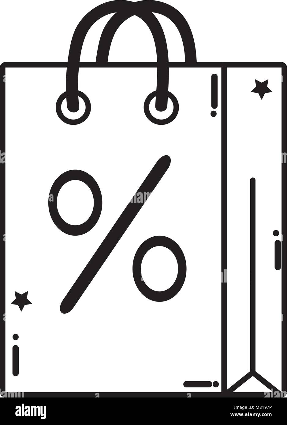 line shopping bag object with market percent Stock Vector Image & Art ...