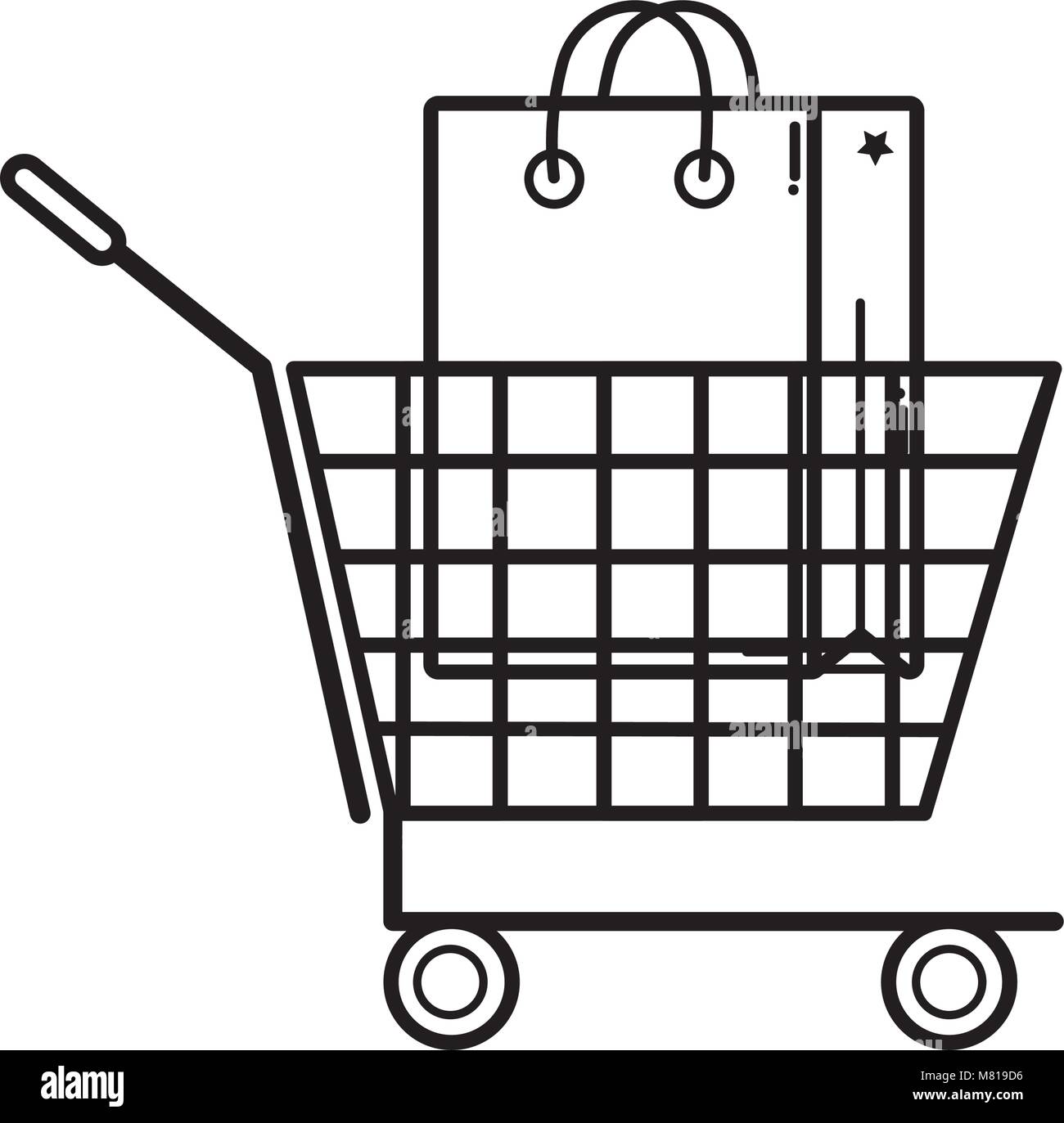 line shopping cart sale with market bag Stock Vector Image & Art - Alamy