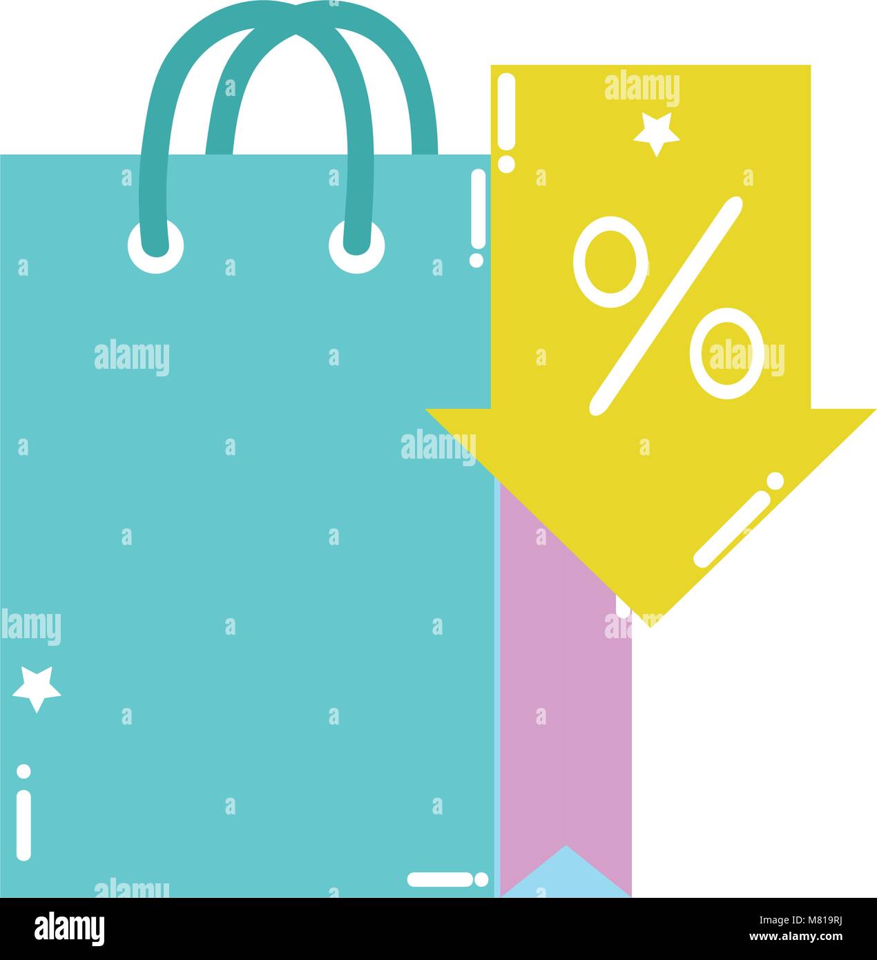 colorful shopping bag market with arrow percent Stock Vector Image ...