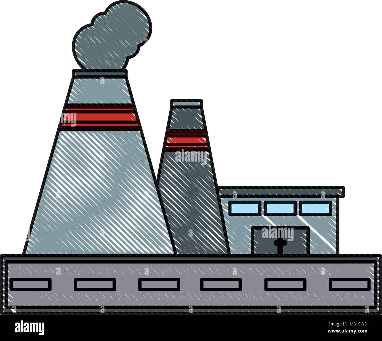 Industrial building icon over white background, colorful design. vector ...