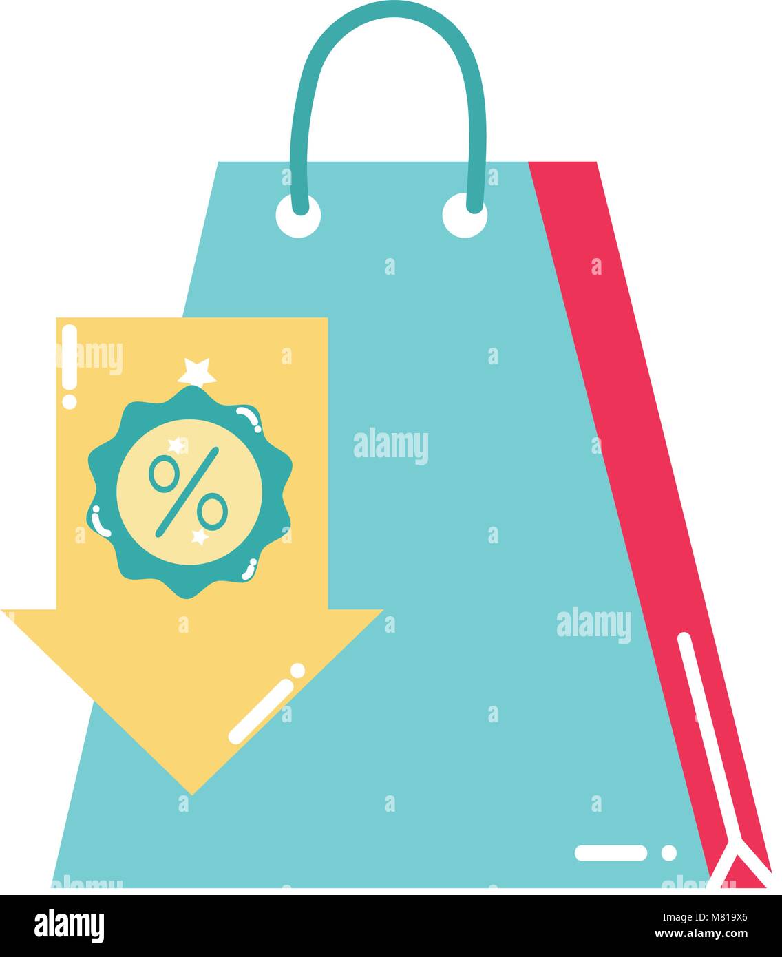 colorful shopping bag market with arrow label percent Stock Vector ...