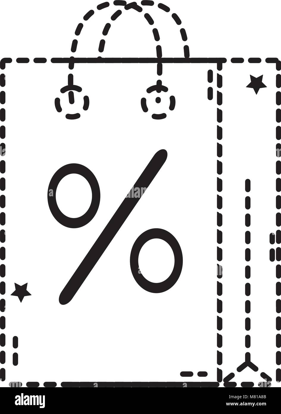 dotted shape shopping bag object with market percent Stock Vector Image ...