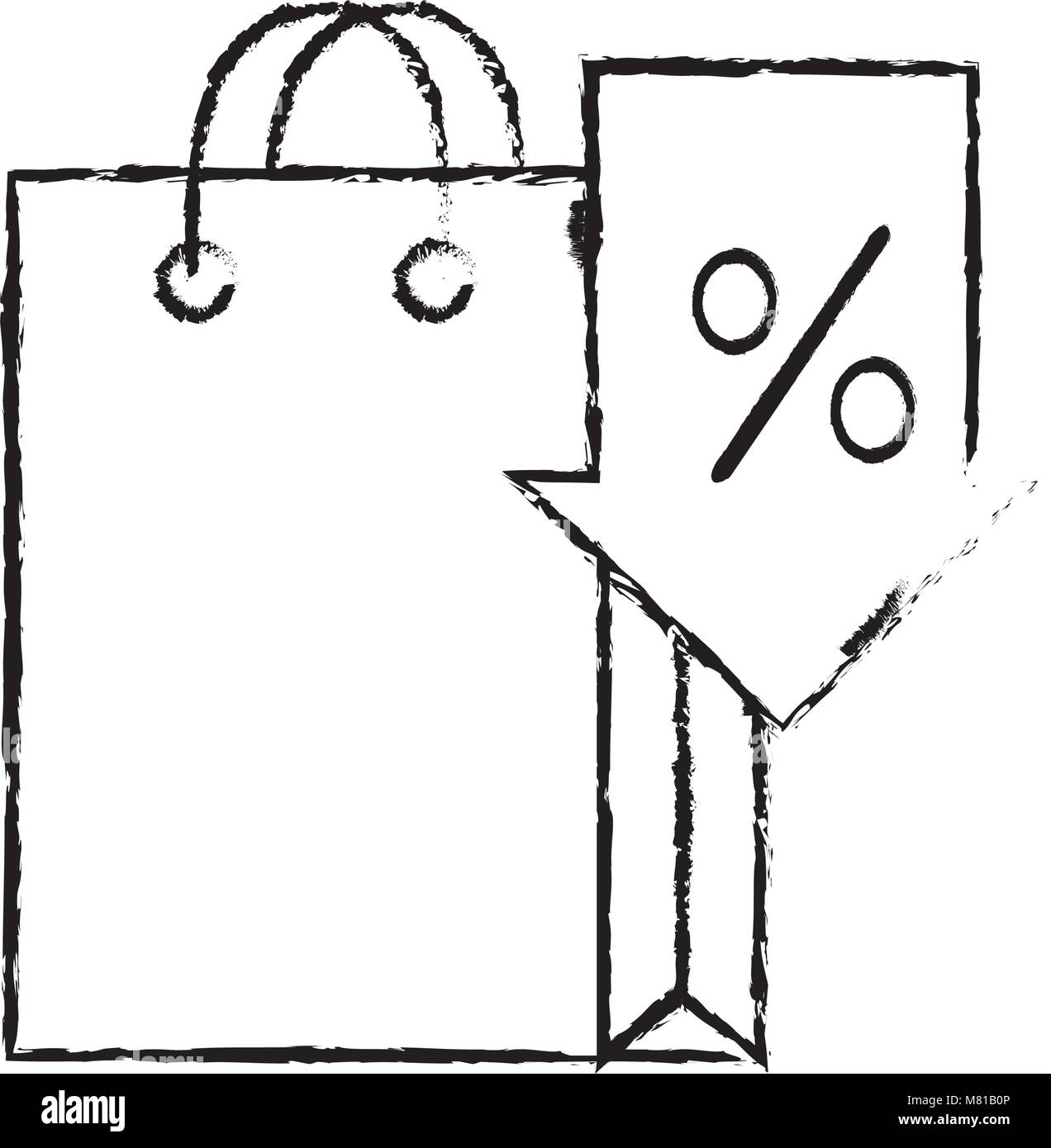 grunge shopping bag market with arrow percent Stock Vector Image & Art ...