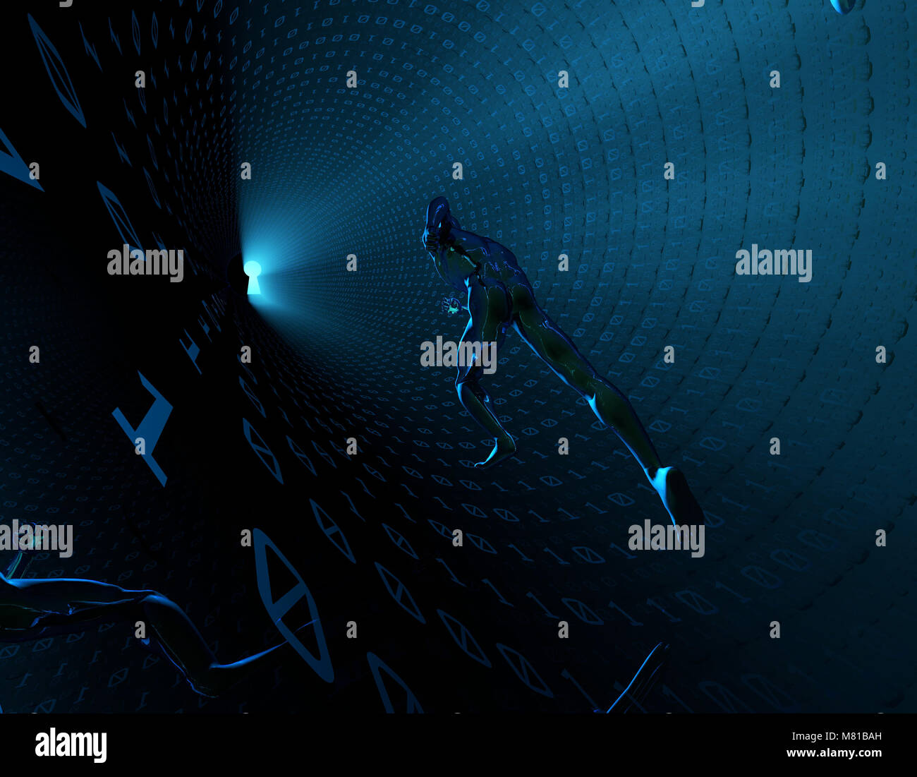 Technology Run Technology people running in digital space, network speed, technology ...
