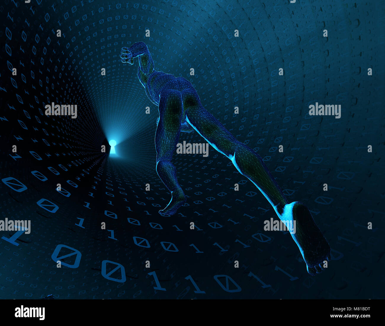 Technology Run Technology people running in digital space, network speed, technology ...