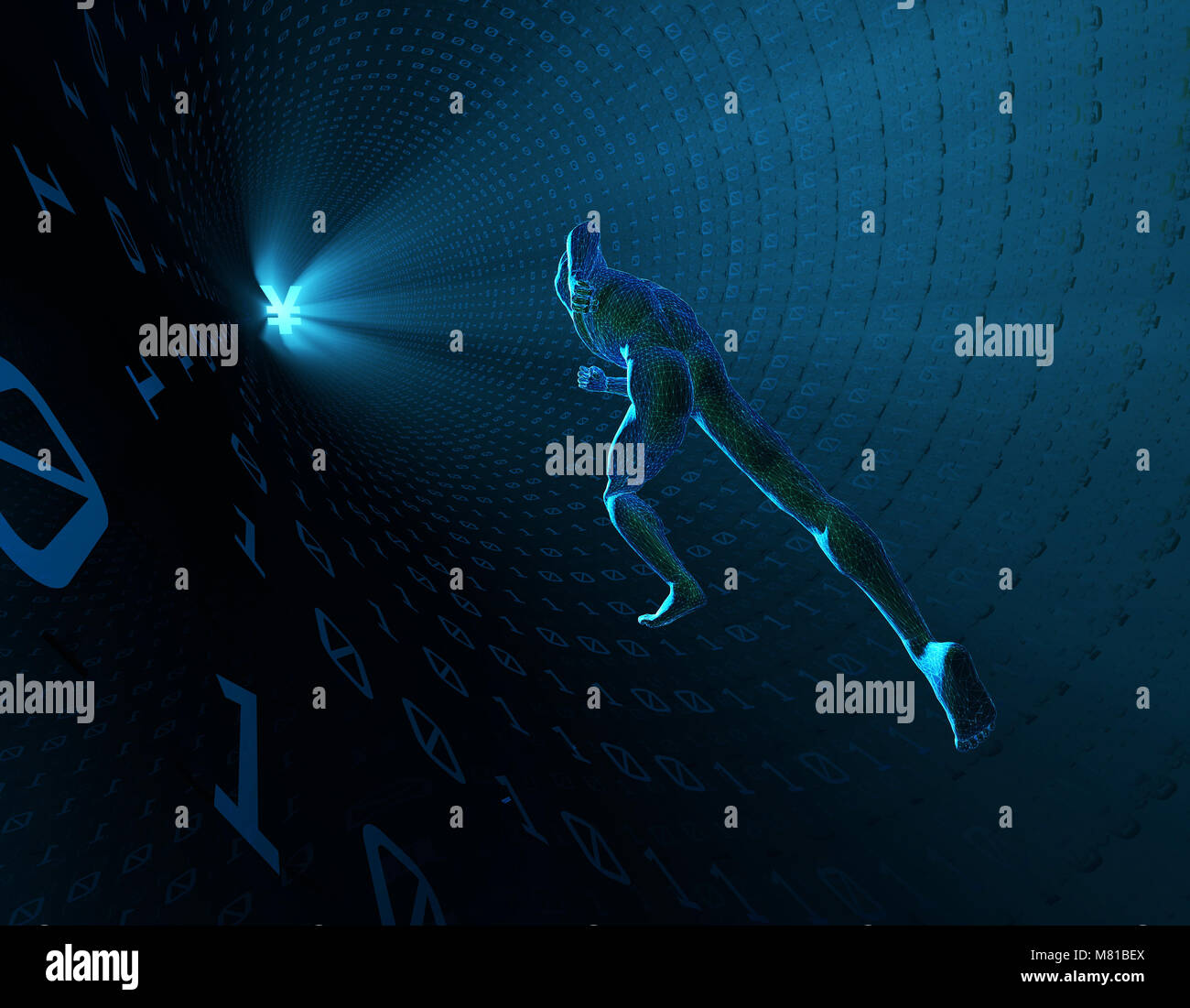 Technology Run Technology people running in digital space, network speed, technology ...