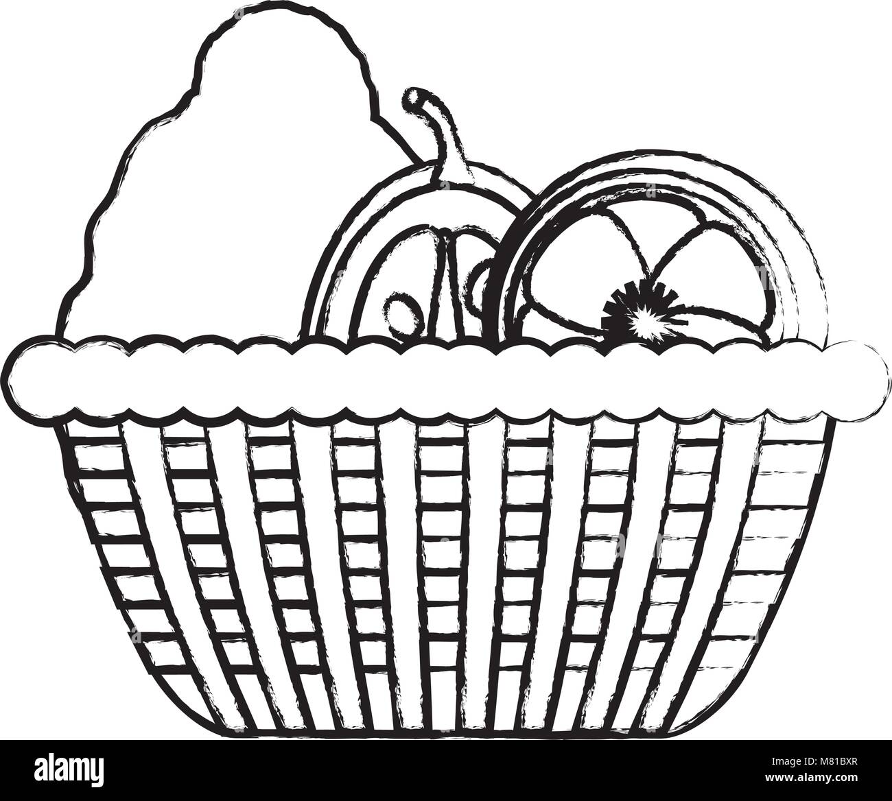 sketch of basket with healthy fruits icon over white background, vector  illustration Stock Vector Image & Art - Alamy