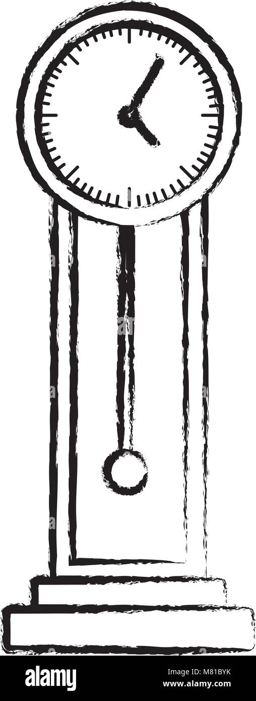sketch of antique clock icon over white background, vector illustration ...