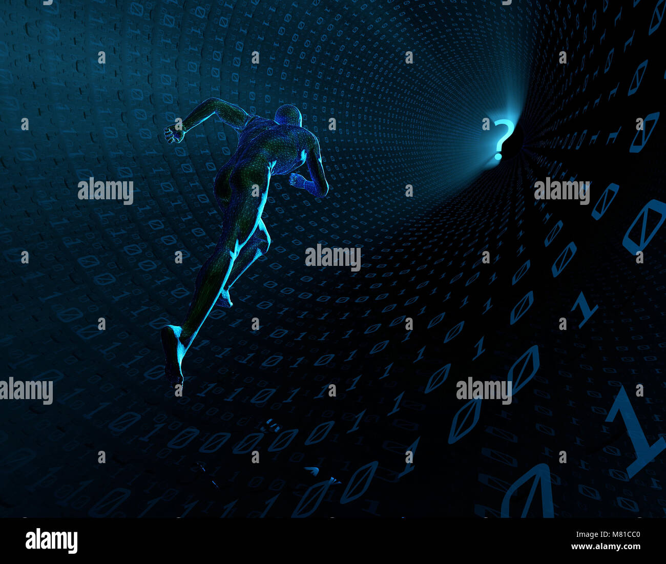 Technology Run Technology people running in digital space, network speed, technology ...