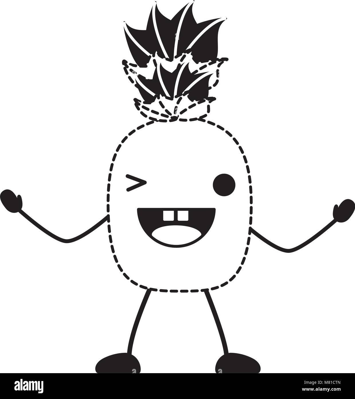 kawaii pineapple icon over white background, vector illustration Stock ...