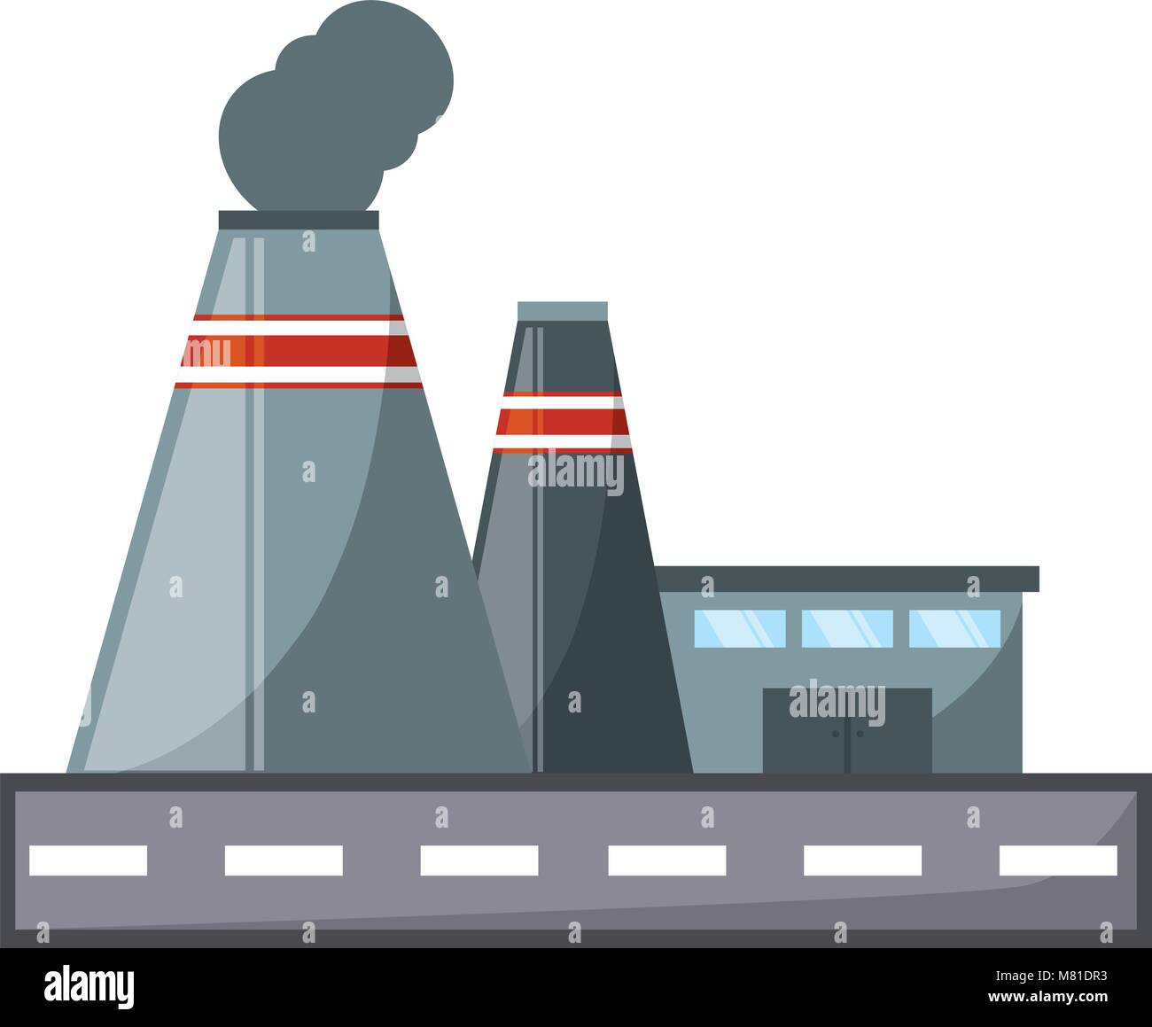 Industrial building icon over white background, colorful design. vector ...