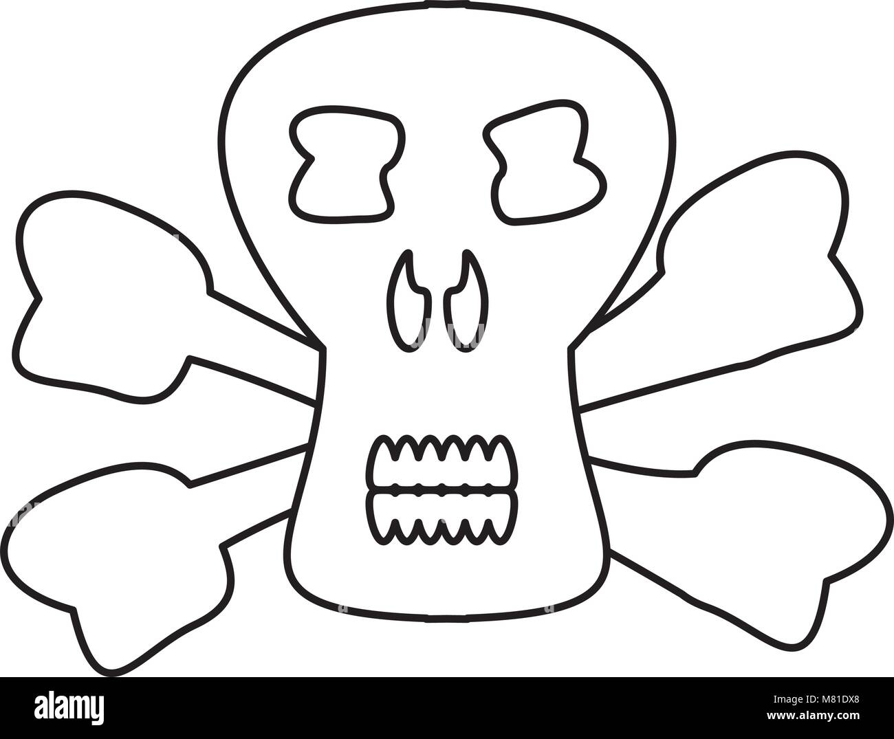 Danger skull icon over white background, vector illustration Stock Vector