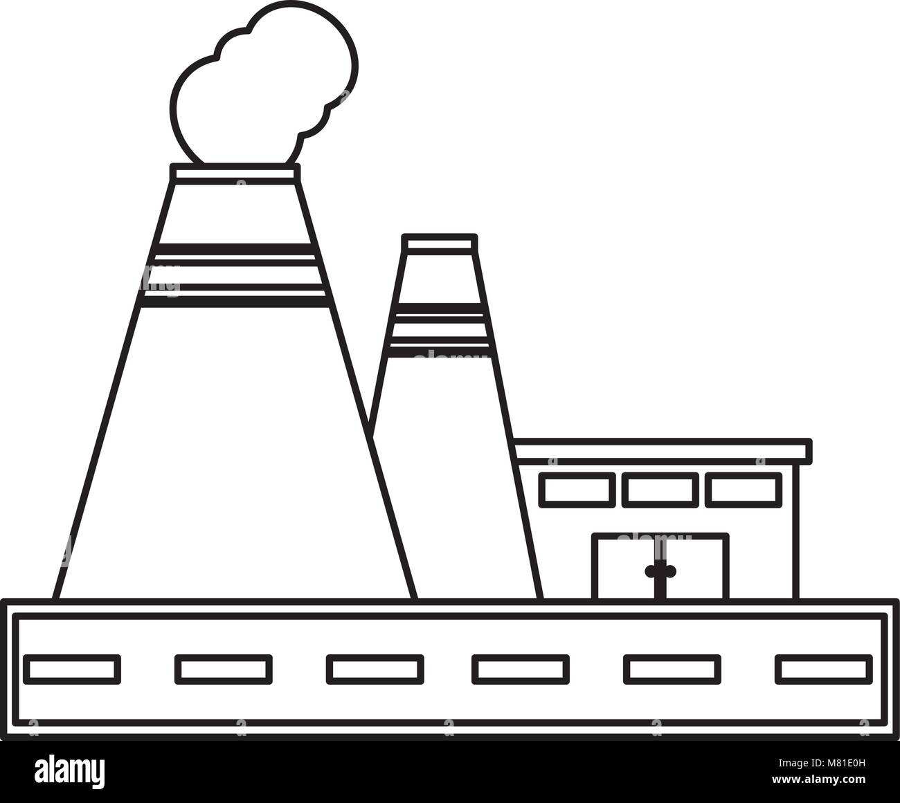 Industrial building icon over white background, vector illustration ...