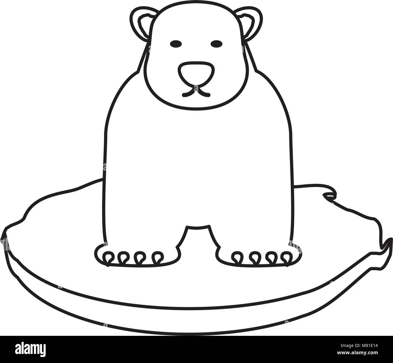 polar bear on black of ice icon over white background, vector ...