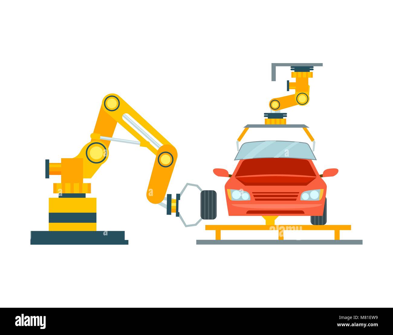 Smart robotic automotive assembly line Stock Vector