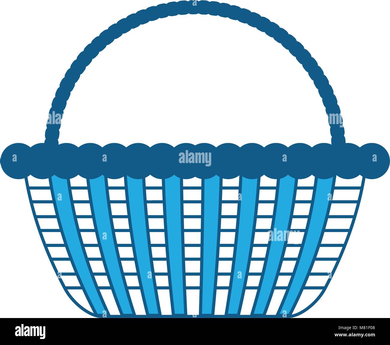 picnic basket icon over white background, blue shading design. vector ...