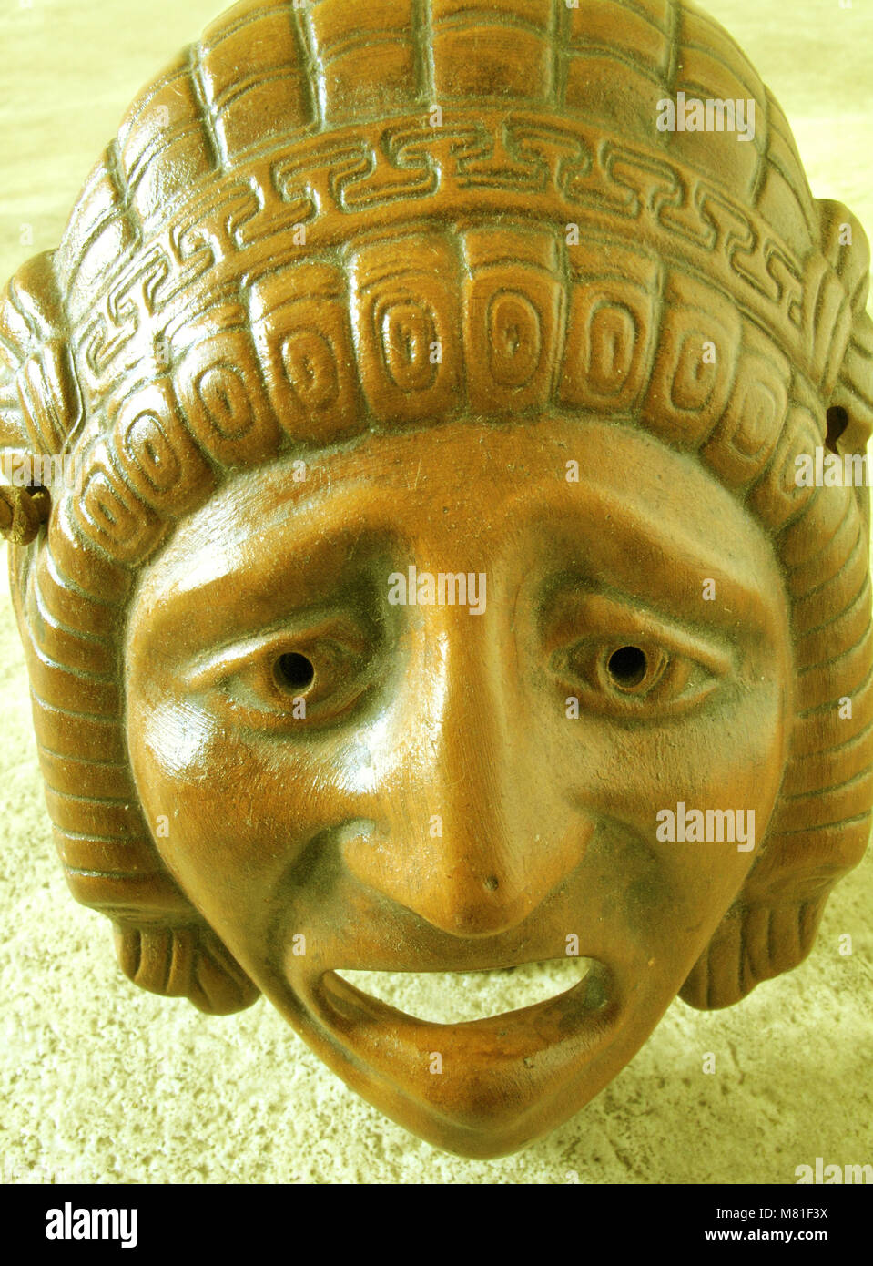 modern copy of an ancient Greek tragedy drama mask. Stock Photo