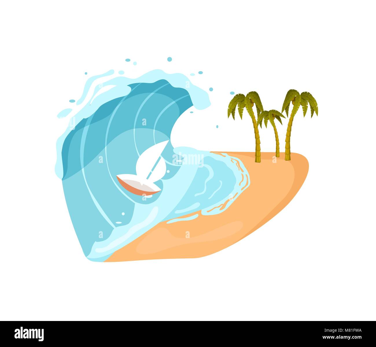 Ocean tsunami isolated vector icon Stock Vector