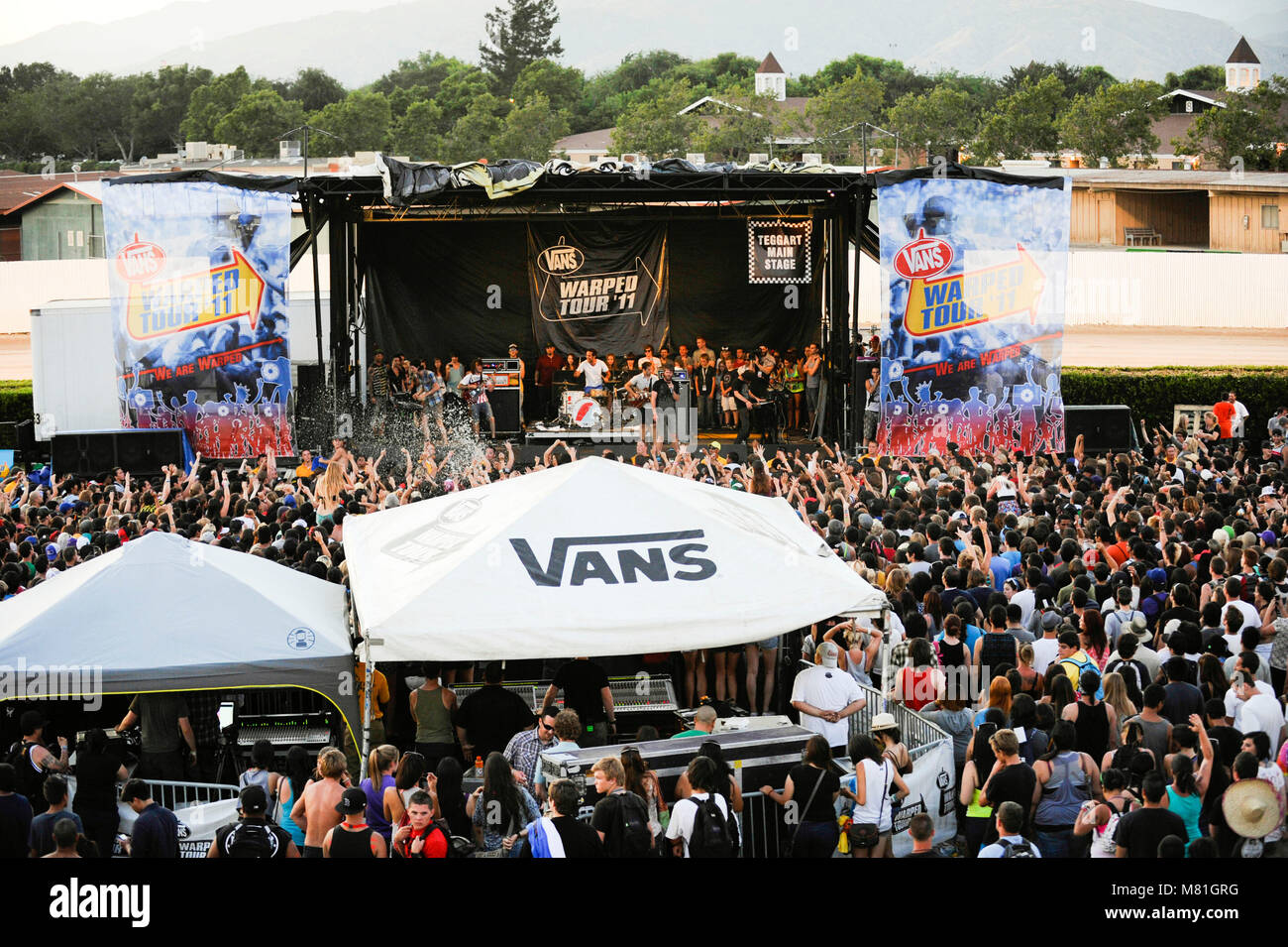 3OH!3 performing at the Vans Warped Tour at Pomona Fairgrounds on July 1,  2011 in Pomona, California Stock Photo - Alamy